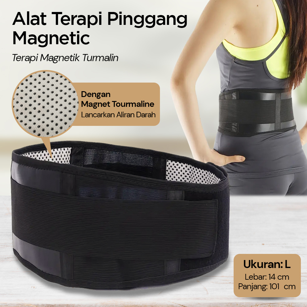 Alat Terapi Pinggang Magnetic Tourmaline Nylon PU Leather Size L