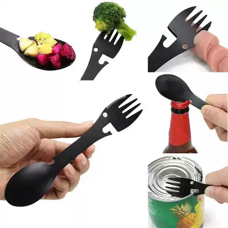 YYEDC Sendok Garpu Pisau Multifungsi Outdoor Camping Spork EDC Tools - LX708
