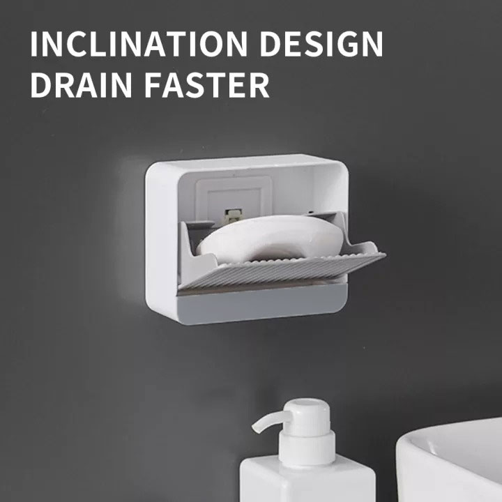 KESOTO Tempat Sabun Batang Kamar Mandi Dinding Tempel Drain Box Soap - K12