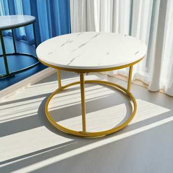 Geja Meja Sofa Side Table Marbel European Style Round 60cm - ND07