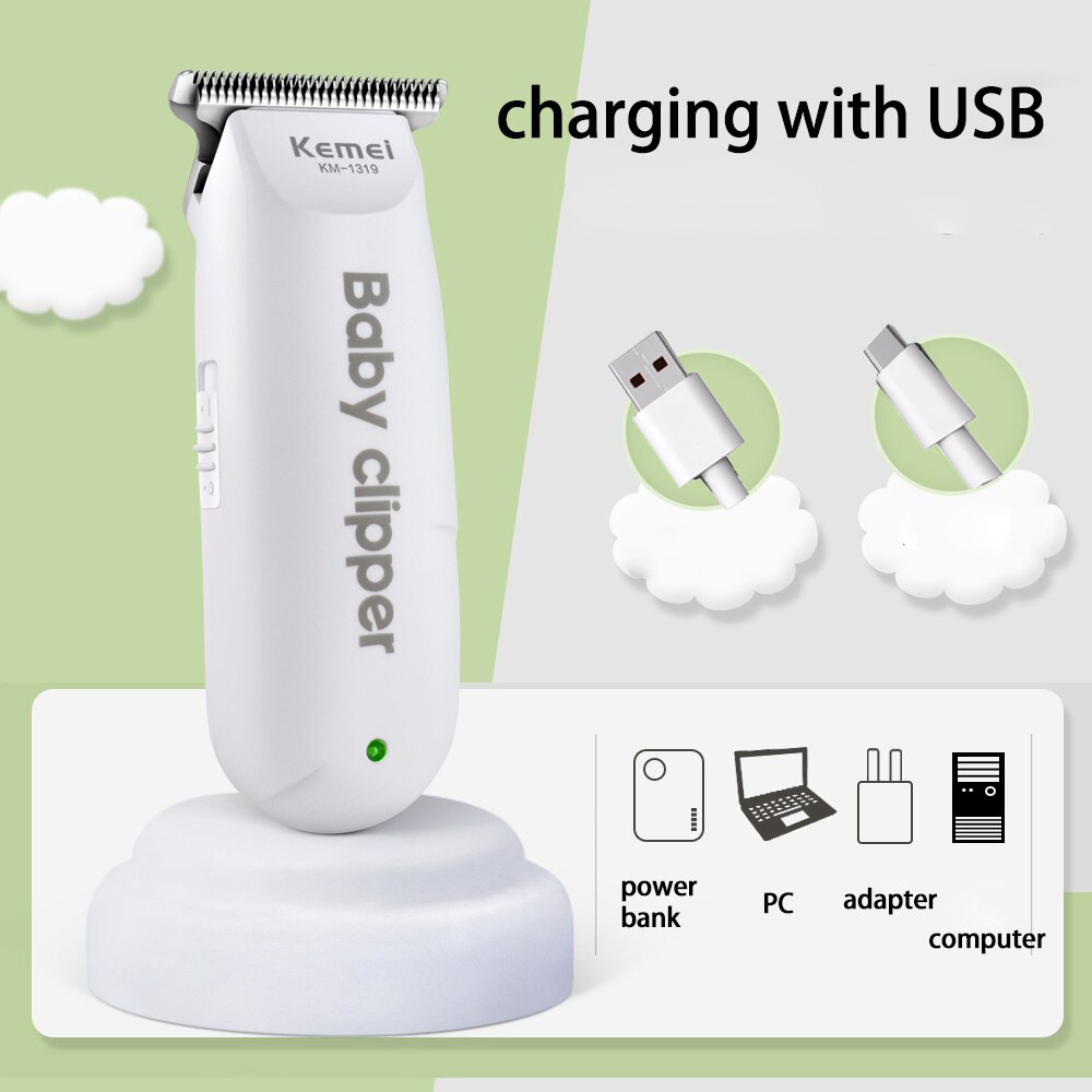 Kemei Cukur Rambut Bayi Elektrik Baby Clipper Shaver USB Rechargeable - KM-1319