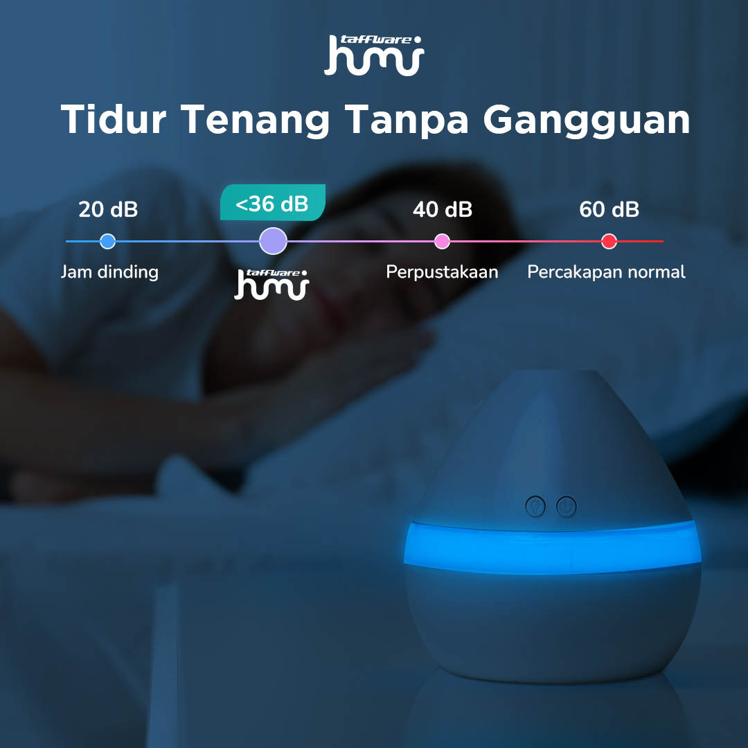 Taffware HUMI Air Humidifier Mini Ultrasonic Diffuser Night LED 300ml - H296
