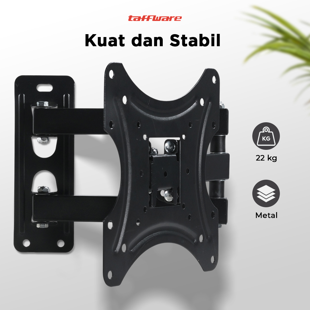 Taffware Bracket TV Dinding 17-42 Inch VESA200x200 Putar 90 Tilt 15 - X-200