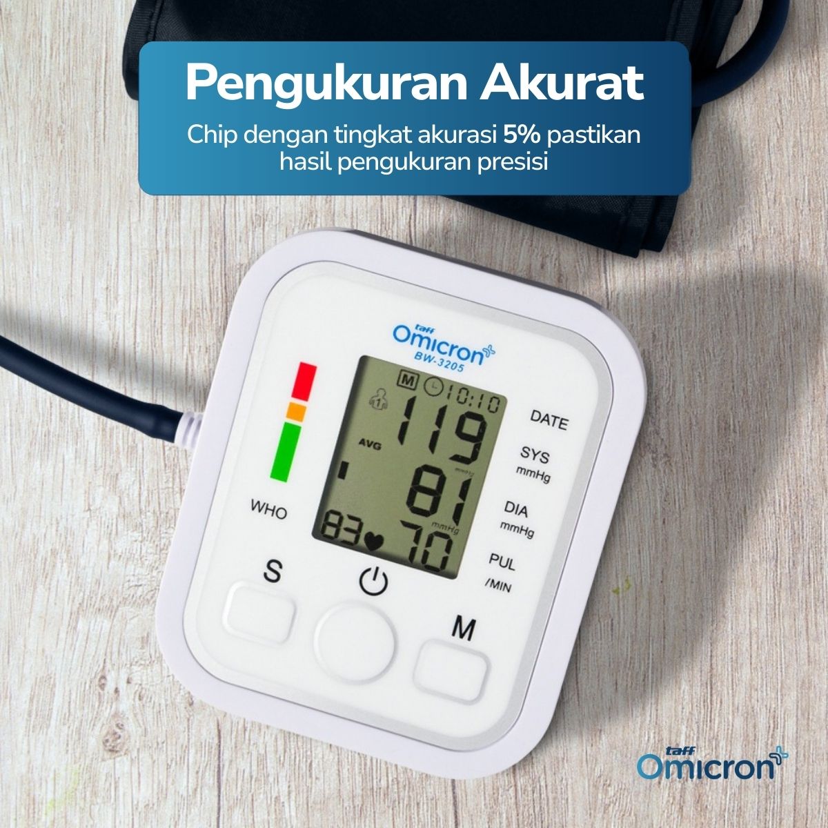 TaffOmicron Tensimeter Digital Pengukur Tekanan Darah Voice English - BW-3205