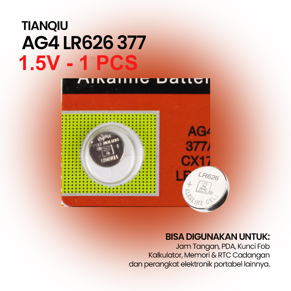 TIANQIU Baterai Kancing Lithium AG4 LR626 377 1.5V 1 PCS