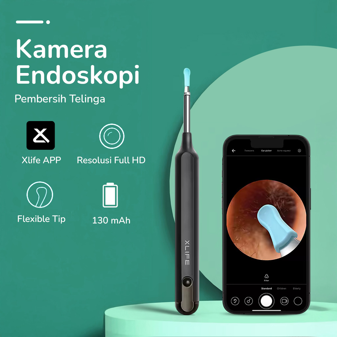 XLIFE Kamera Endoskopi Pembersih Telinga Otoskop Endoscope HD WiFi - X1+