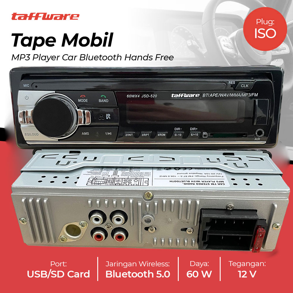 Taffware Tape Mobil Audio MP3 Player Car Bluetooth Hands Free - JSD-520