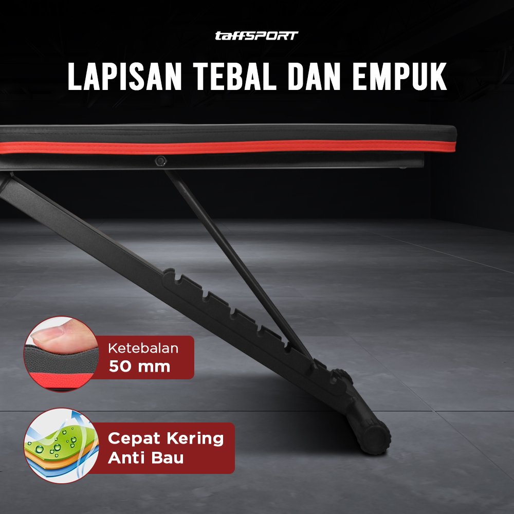 TaffSPORT Kursi Gym Iron Bench Press Foldable Sit Up Exercise - K20418A
