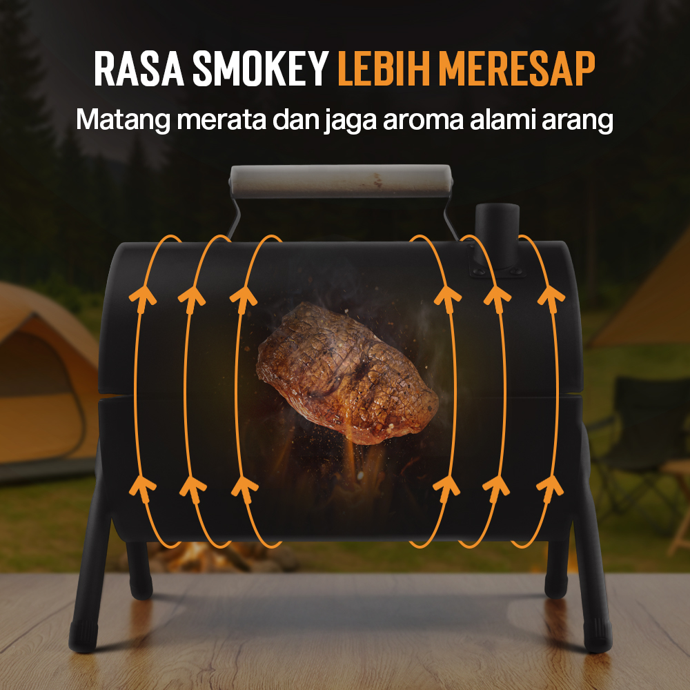 Xbess Alat Panggang Arang Portable BBQ Outdoor Grill Stove with Pan - K-707