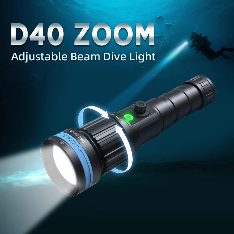 XTAR Senter Diving LED Flashlight Adjustable Beam 1600 Lumens 122500cd - D40