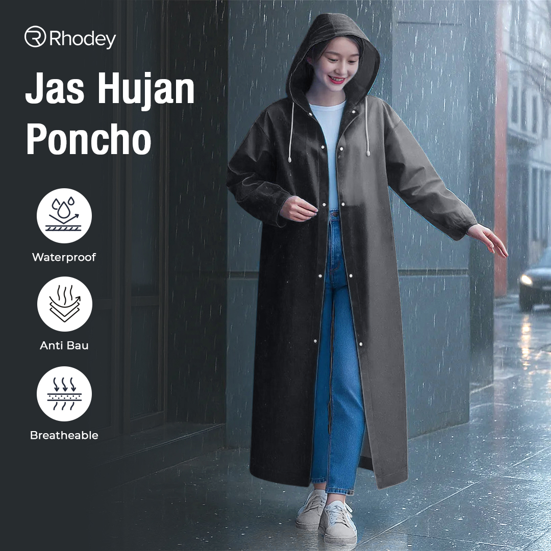 Rhodey Jas Hujan Portable Raincoat Poncho EVA All Size with Hood - TY876