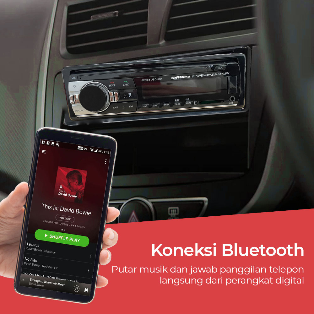 Taffware Tape Mobil Audio MP3 Player Car Bluetooth Hands Free - JSD-520
