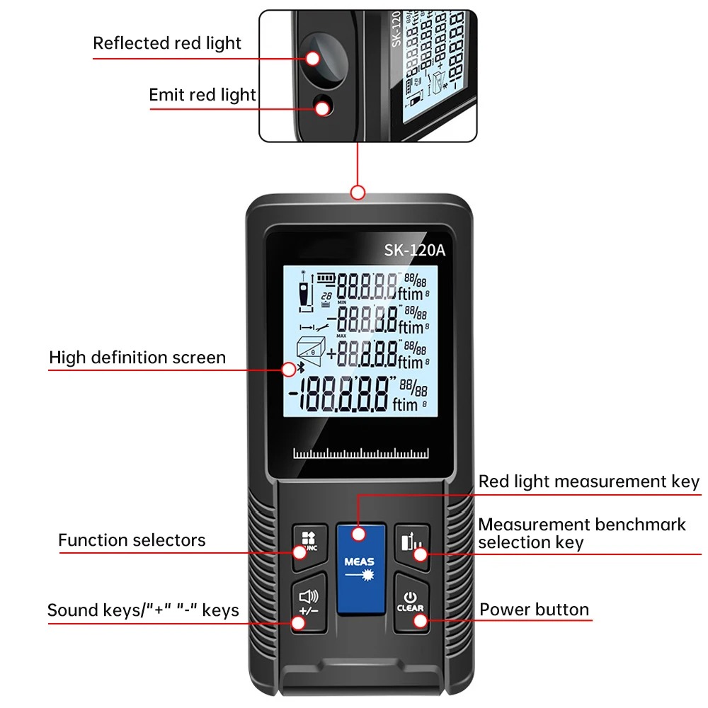 SNAKOL Pengukur Jarak Laser Range Finder Portable Waterproof 40M - LDM-X