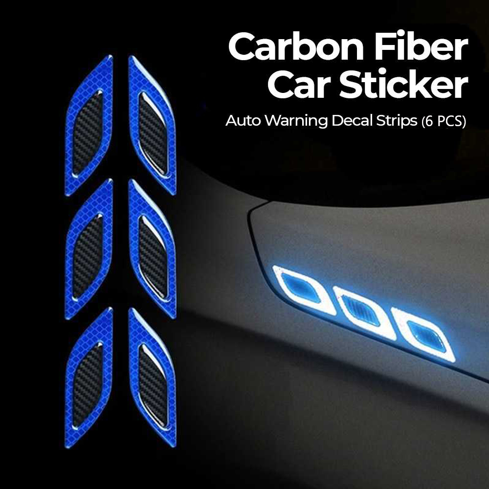LARATH Carbon Fiber Car Sticker Auto Warning Decal Strips 6 PCS - 1183