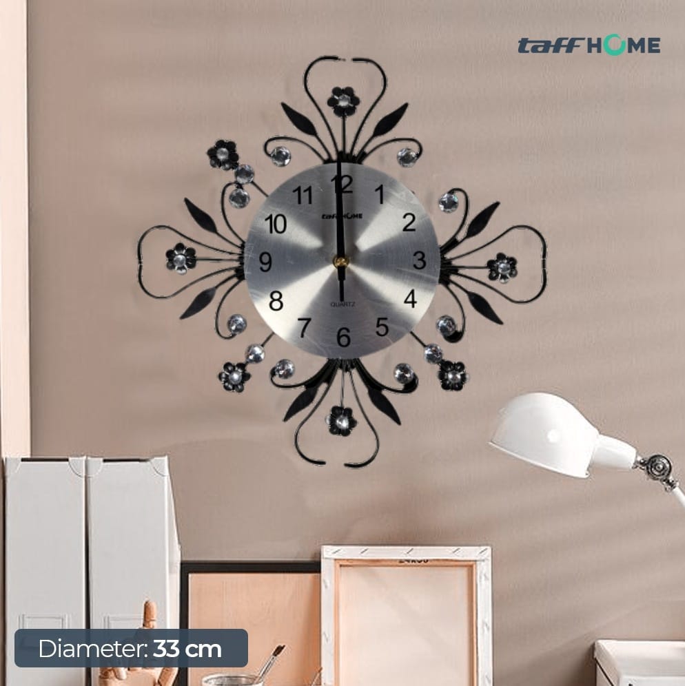 TaffHOME Jam Dinding 3D Quartz Creative Model Luxury Diamond 33 cm - H7