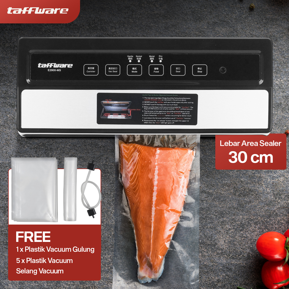 Taffware Alat Vakum Makanan Vacuum Sealer Packaging Machine with Bag - E2900-MS