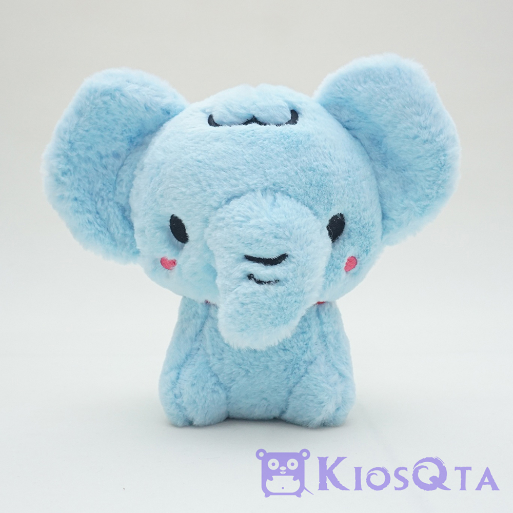 boneka gajah bulat mini elephant kerincing biru muda