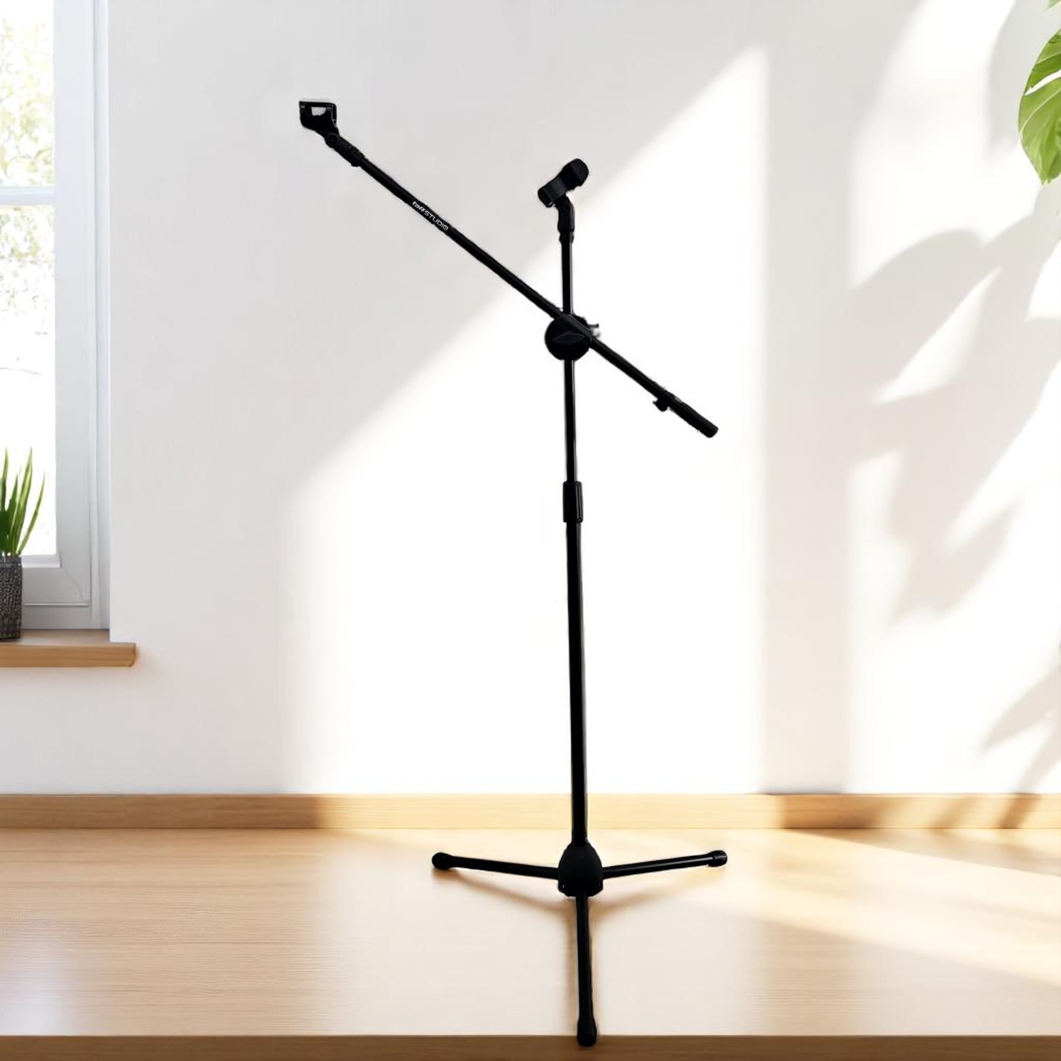TaffSTUDIO Microphone Stand Tripod Professional Adjustable 2 Holder - NB-107