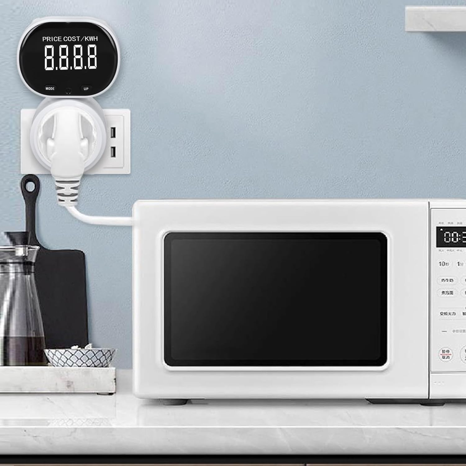 AIDEEPEN Stop Kontak Pengukur Listrik kWh Meter Digital EU 16A 230V - PMB07
