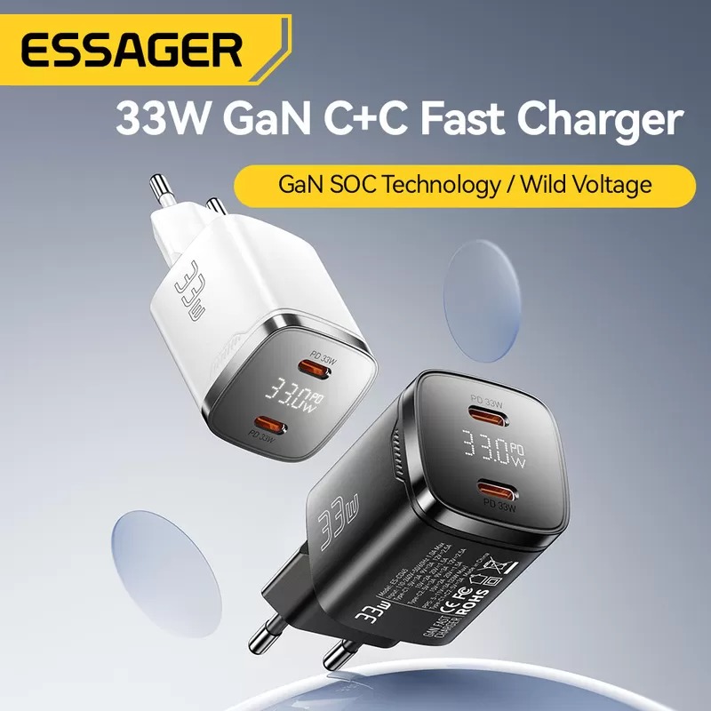 ESSAGER Kepala Charger Fast Charging GaN PD Dual USB Type C 33W - ES-CD45