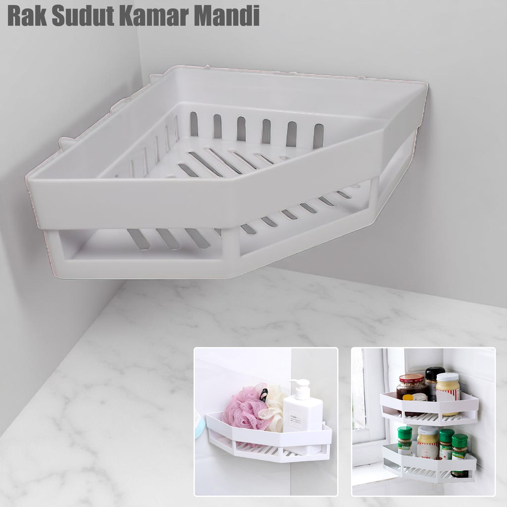 ZGRK Rak Sudut Kamar Mandi Triangular Bathroom Corner Shelf Plastik - ST145