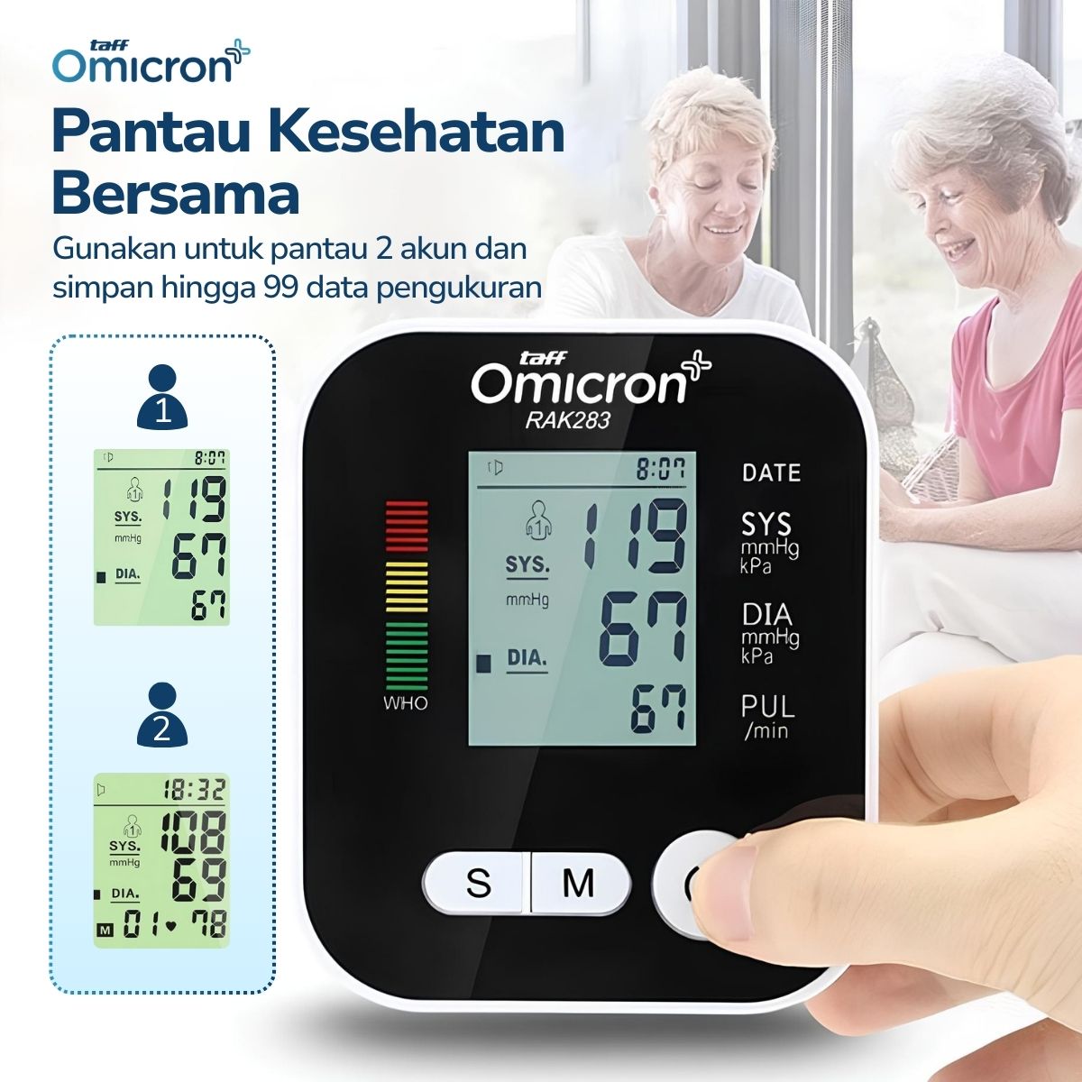 TaffOmicron Tensimeter Digital Pengukur Tekanan Darah Dual Power - RAK-283