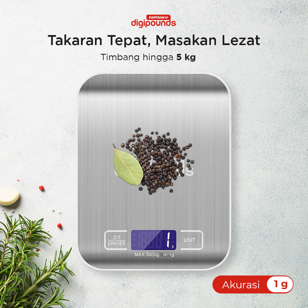Taffware Digipounds Timbangan Dapur Mini Digital Scale 5kg 1g - Z1S