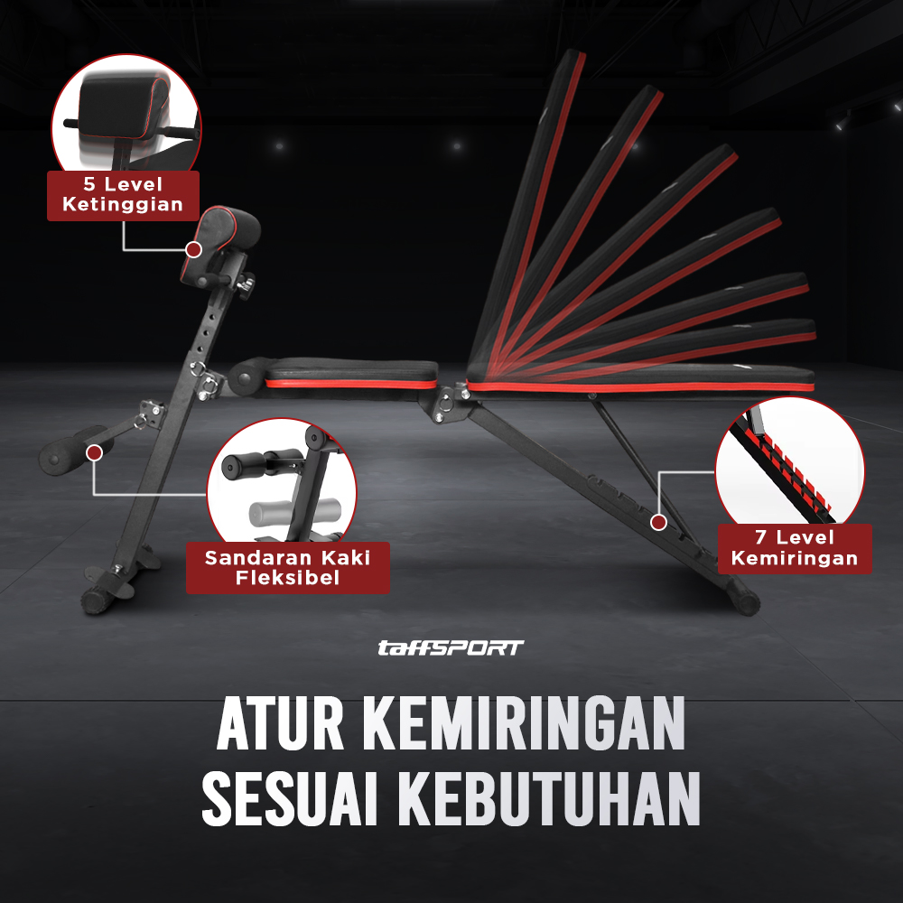 TaffSPORT Kursi Gym Iron Bench Press Foldable Sit Up Exercise - K20418A
