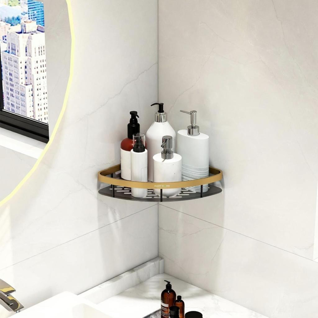 TaffHOME Rak Kamar Mandi Aluminium Triangular Bathroom Corner Shelf - RG2A