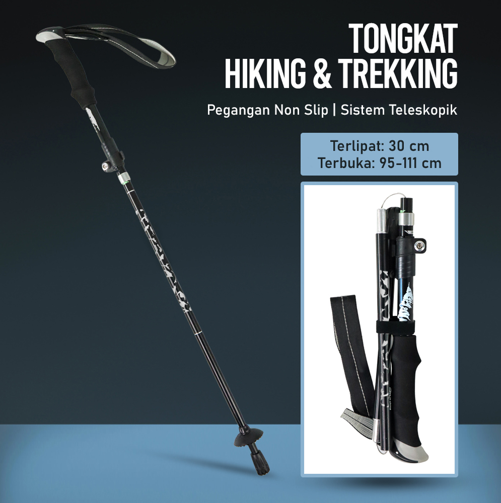 TaffSPORT Tongkat Hiking Trekking Pole 110cm Foldable 30cm - 101