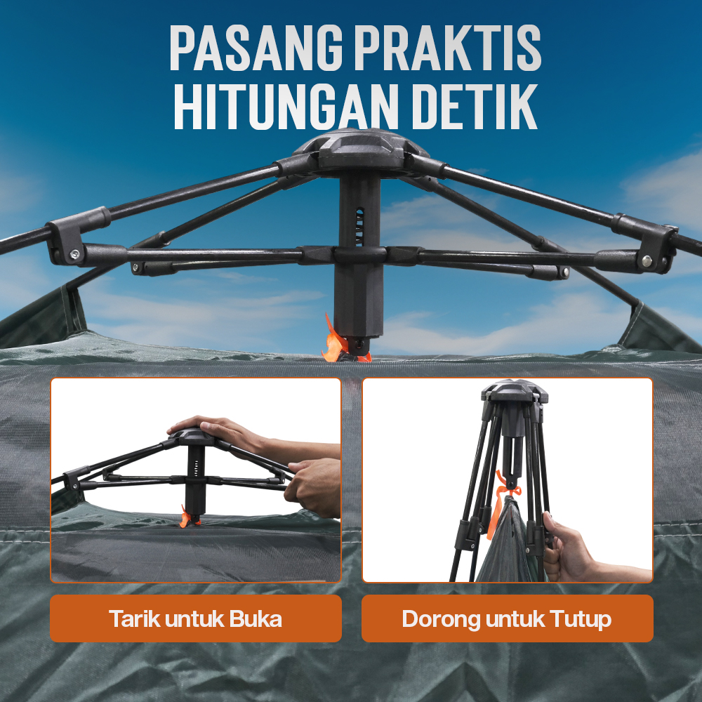 YTZP Tenda Camping Lipat Otomatis Quick Open Rain Proof 3-4 Person - TH-34