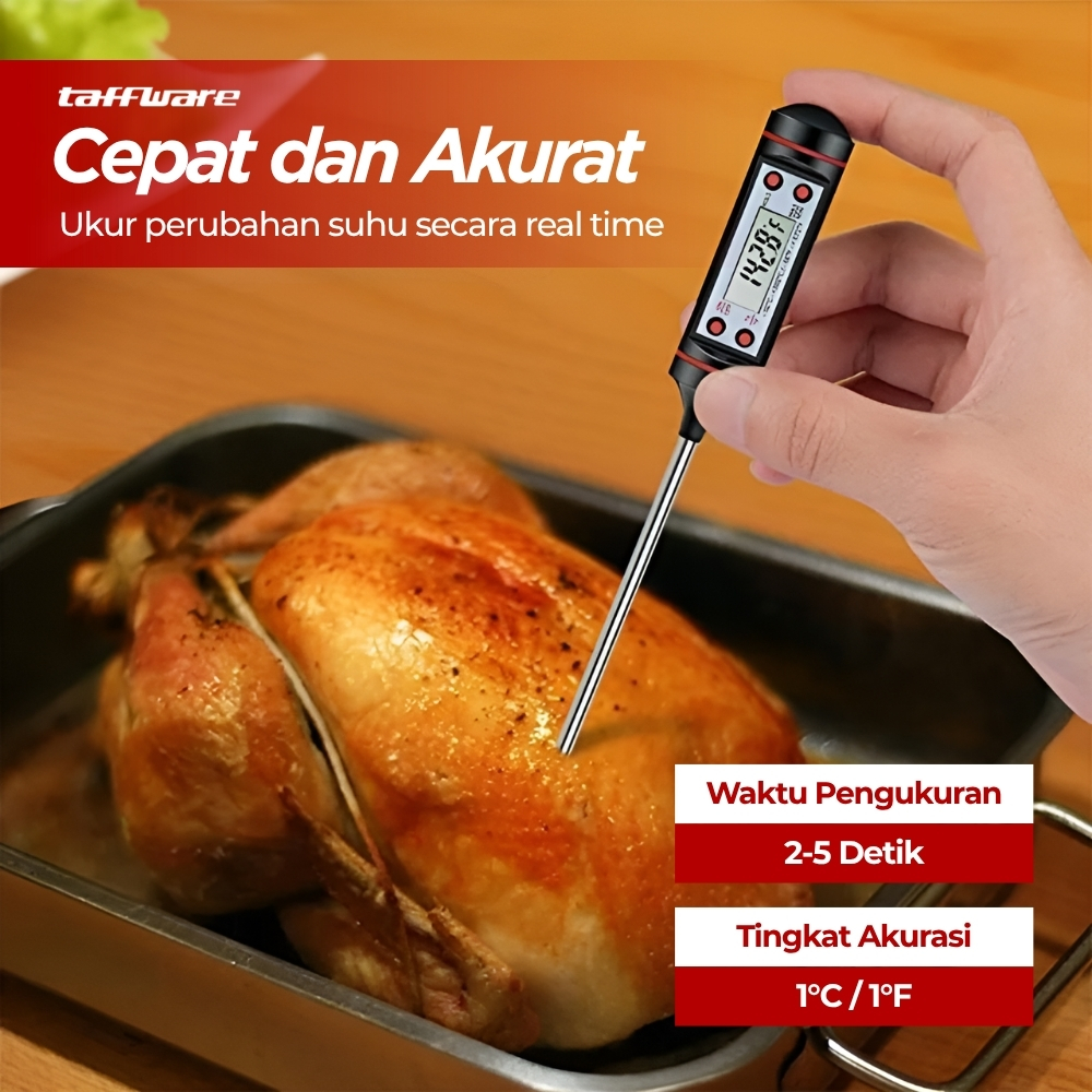 Taffware Termometer Pengukur Suhu Makanan Digital Daging Kopi Susu - TP101