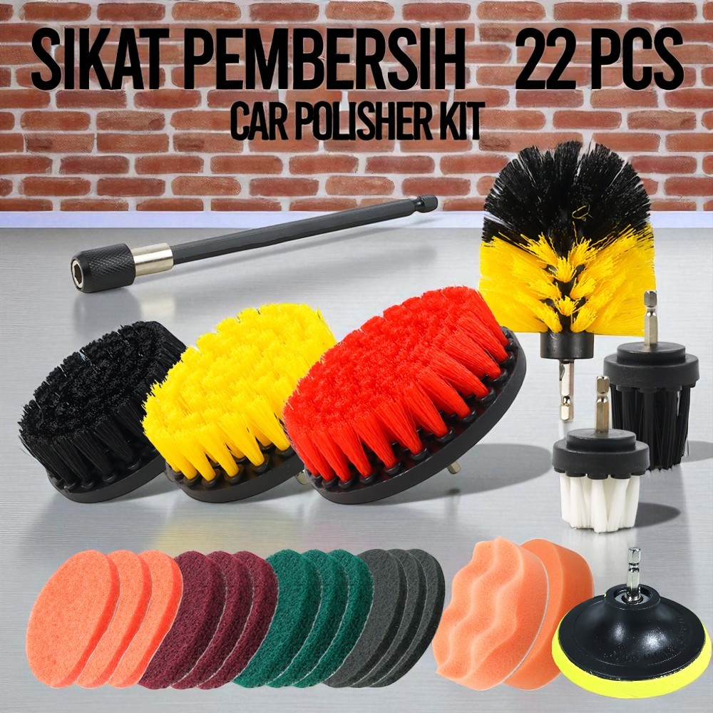 UNTIOR Kepala Sikat Pembersih Brush Car Polisher Kit 22 PCS - CB22