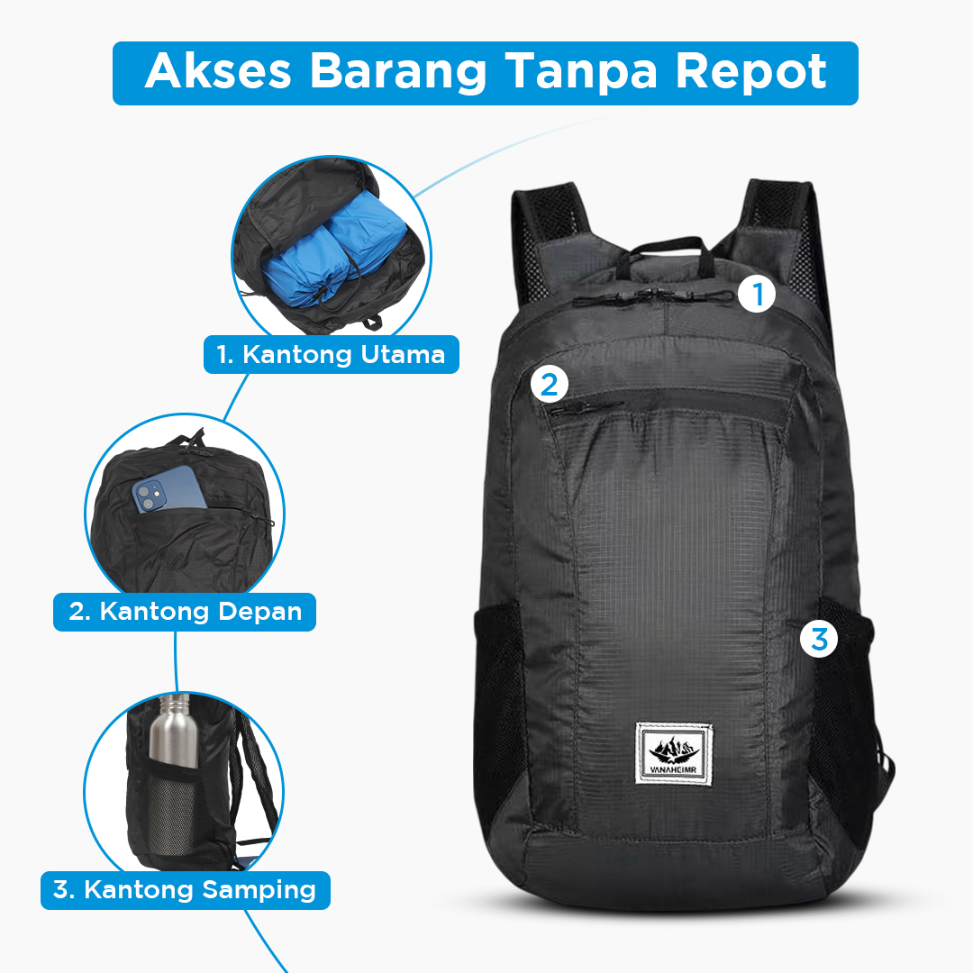 VANAHEIMR Tas Ransel Gunung Lipat Ultralight Backpack Waterproof - HJF20