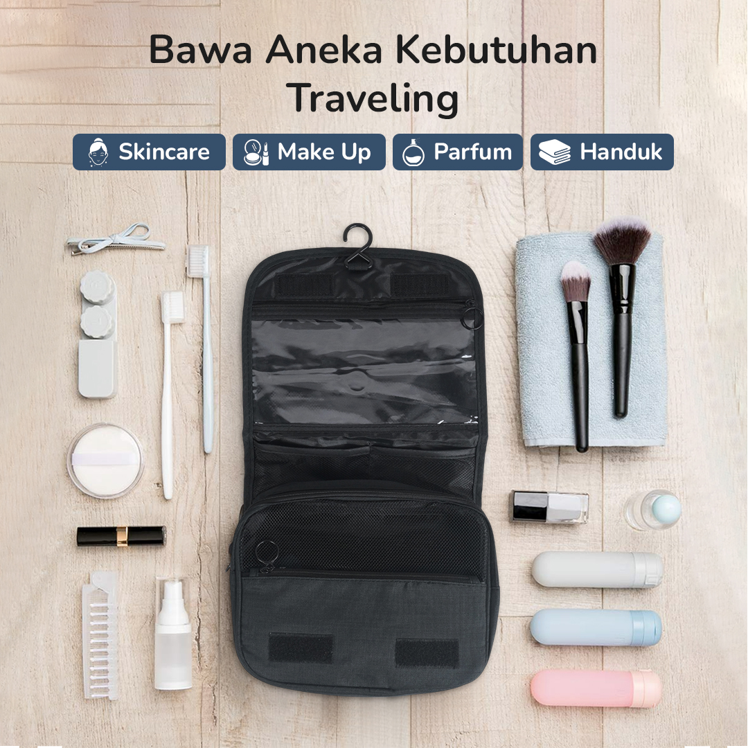 CHADESIEL Tas Travel Make Up Organizer Toiletry Bag with Hook - C150