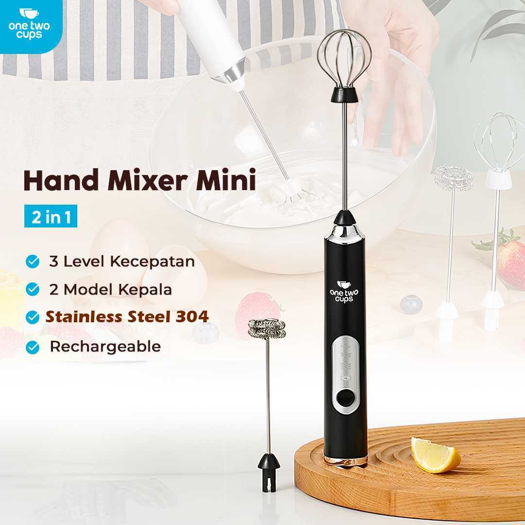 One Two Cups Hand Mixer Mini 2in1 Pengocok Telur Whisk Milk Frother - HMW15