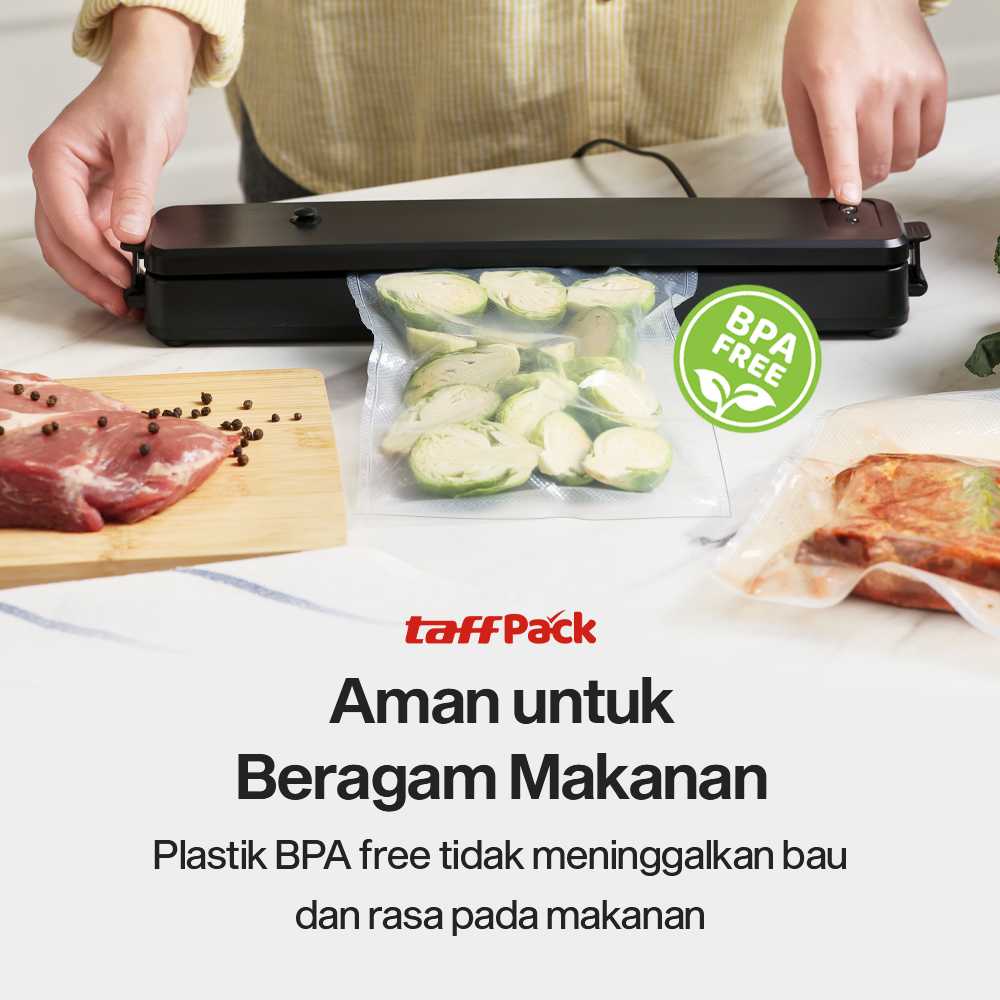 TaffPACK Plastik Vacuum Makanan Sealer Biodegradable BPA Free 1 Roll - HK-07 - Gambar 2
