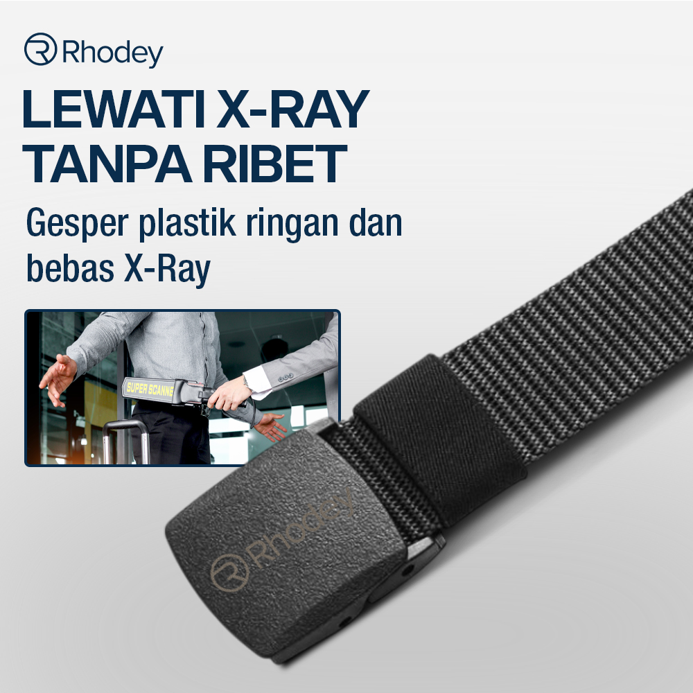Rhodey Tali Ikat Pinggang Pria Anti X-Ray Plastik Automatic Buckle - 899