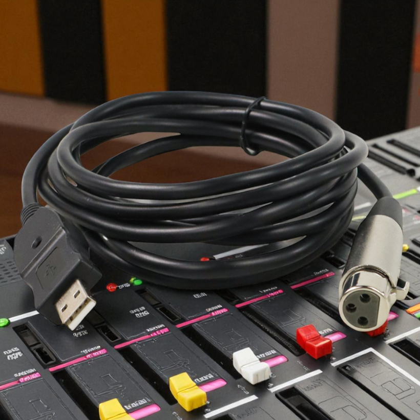 USB to XLR Microphone Studio Audio Adaptor Connector 2.8M - AY12