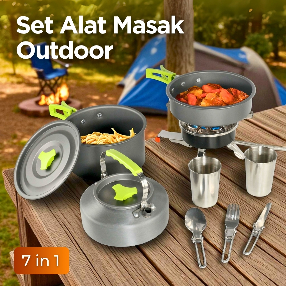 Yofeil Set Alat Masak Outdoor Camping Nesting Cooking Set Aluminium - DS-308