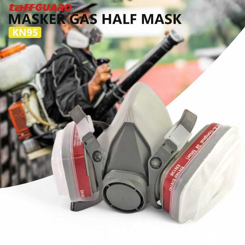 TaffGUARD Masker Gas Half Face Respirator Filter Karbon Aktif KN95 - 6200