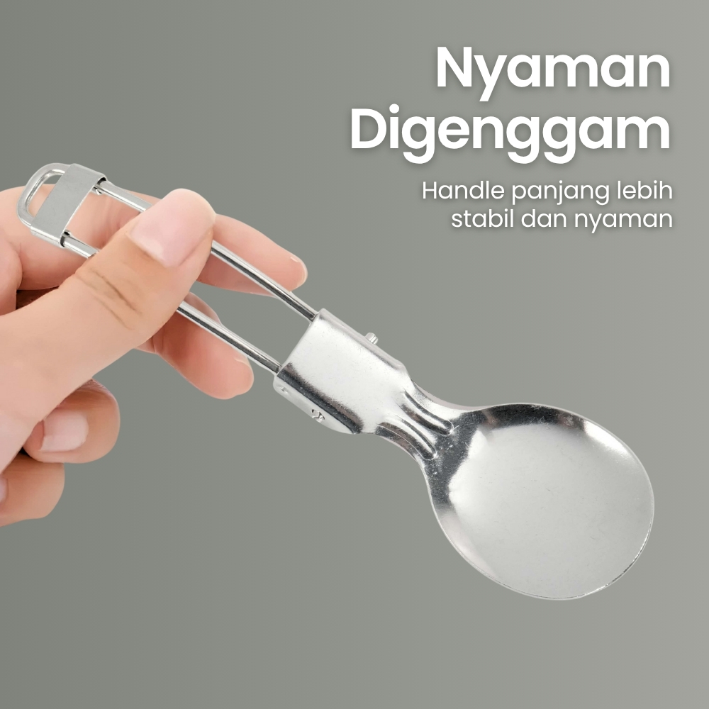 KNIFEZER Set Alat Makan Sendok Garpu Pisau Lipat Portable Cutlery - AOTU