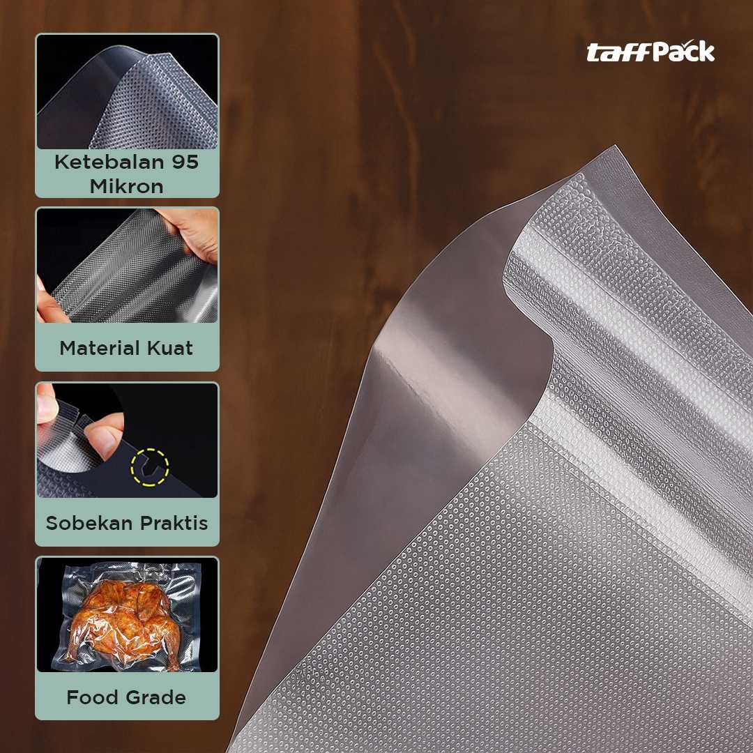 TaffPACK Plastik Vacuum Makanan Sealer Bag Biodegradable 100 PCS - PK-08 - Gambar 4
