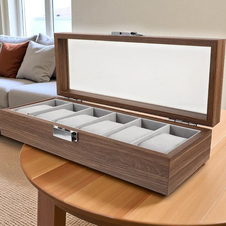 LuWei Kotak Penyimpanan Jam Tangan Storage Organizer Watch Box 6 Grid - SKW147