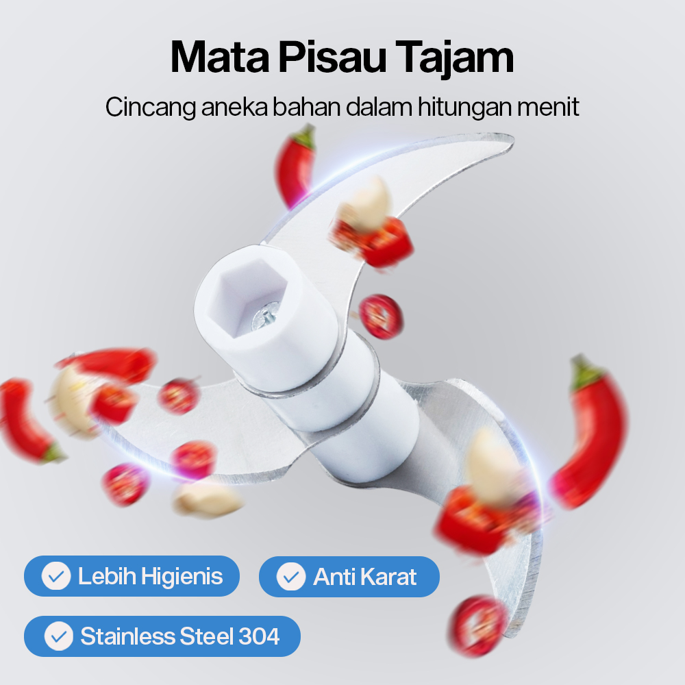Food Chopper Mini Electric USB Charge Three Layer Blade 250ml - MGC220