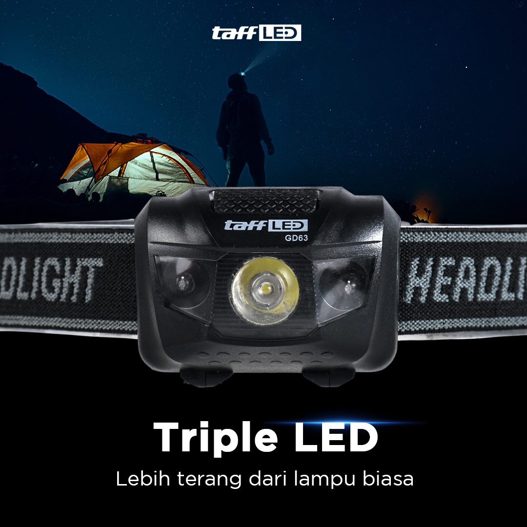TaffLED Headlamp LED Multifunction Outdoor Lighting 3W - GD63