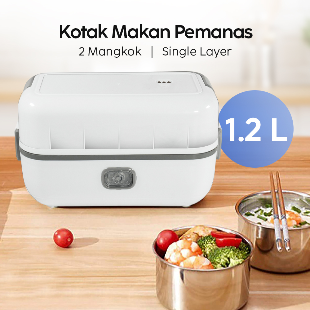ANYTRP Kotak Makan Pemanas Elektrik Single Layer Lunch Box 2 Bowl 1.2L - DFH-C01