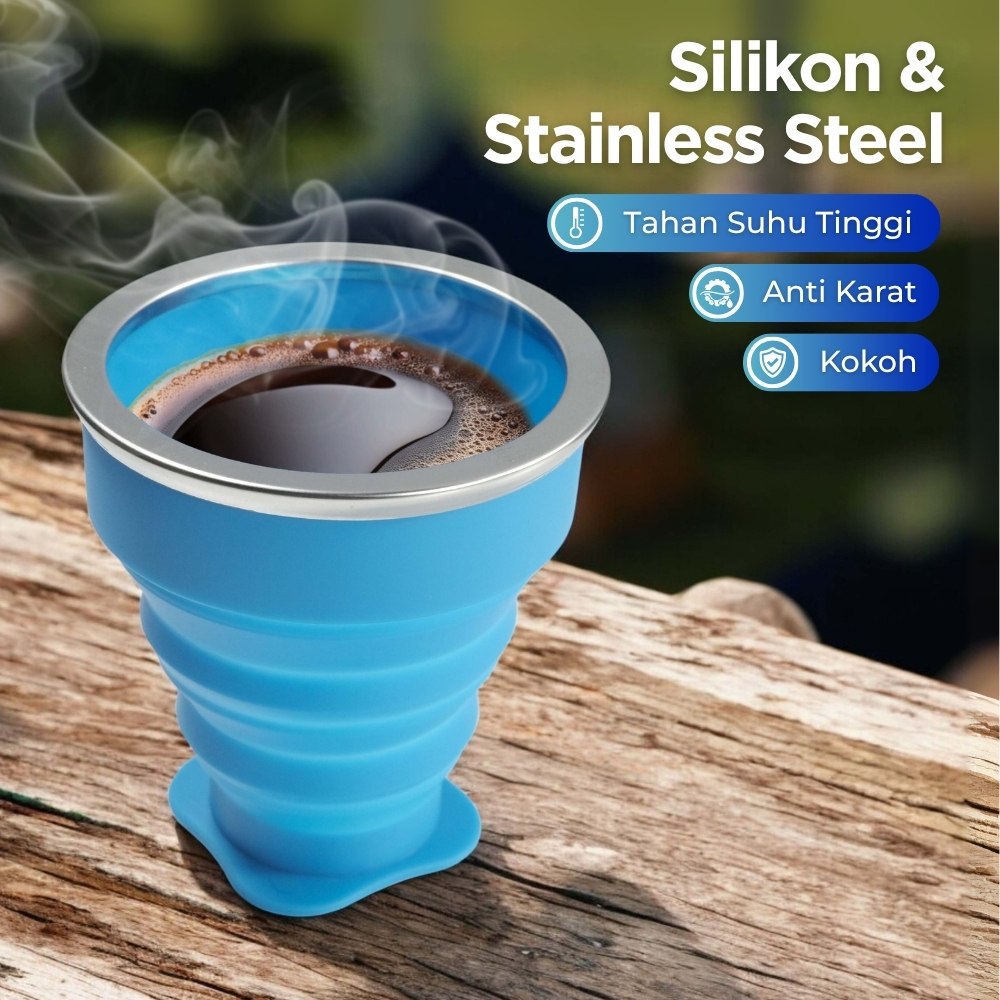 Gelas Lipat Silikon Foldable Cup with Strap 200ml - GYBL559