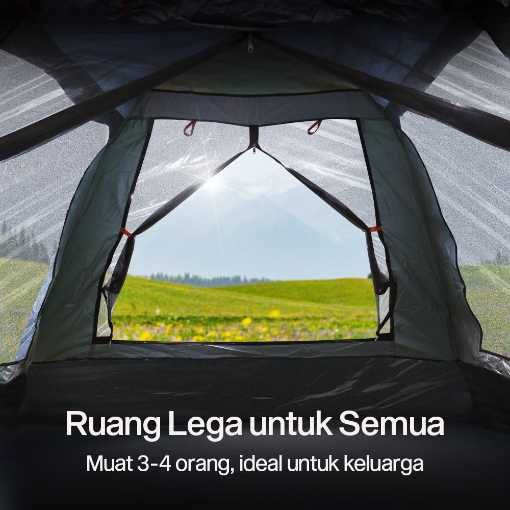 WolFAce Tenda Camping Lipat Otomatis Quick Open Rain Proof 3-4 Person - SMF828