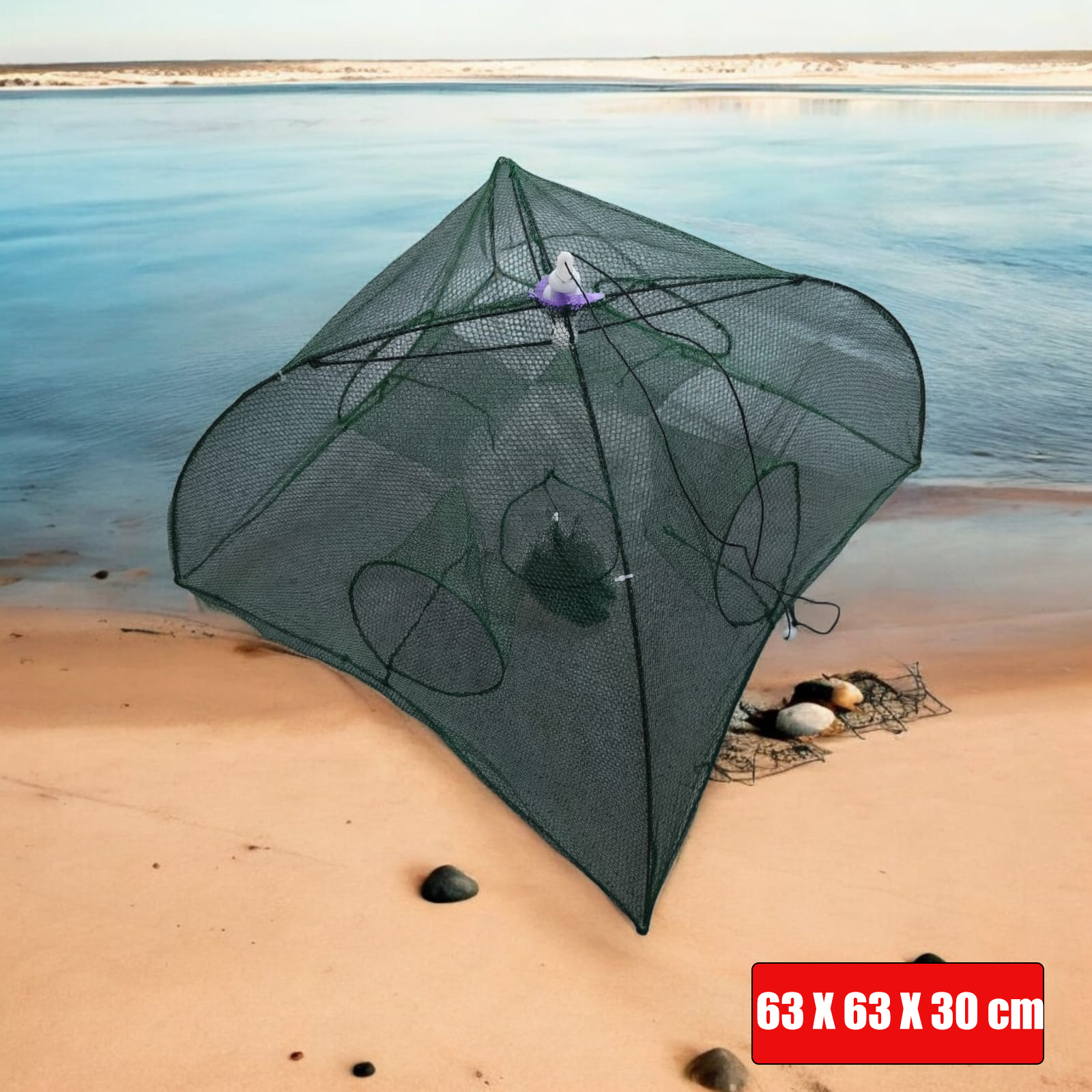 Jaring Pancing Ikan Udang Automatic Fold Umbrella Fishing Net 5 Holes